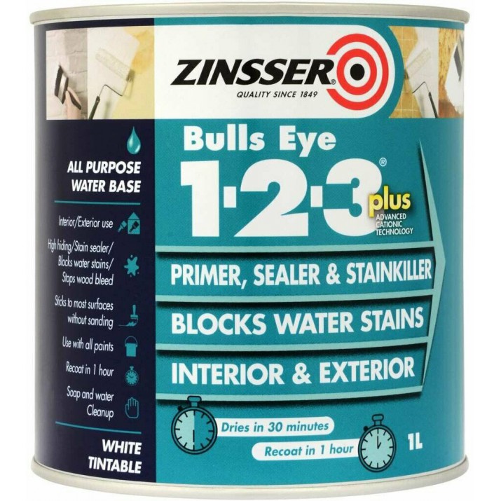 Primaire anti-taches avant peinture Zinsser Bulls Eye 1-2-3 Plus - Blanc