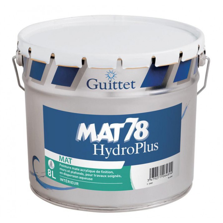 Guittet Mat 78 HydroPlus Peinture Acrylique de Finition Murs et Plafonds - Blanc Mat