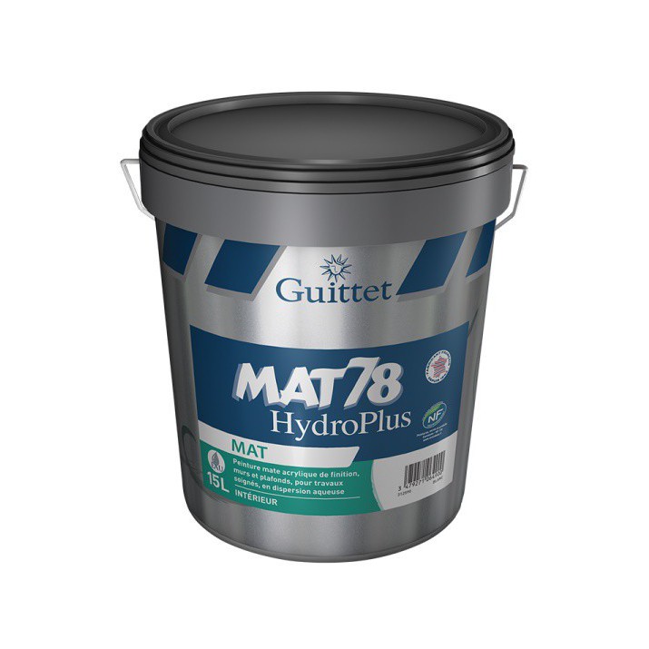 Guittet Mat 78 HydroPlus Peinture Acrylique de Finition Murs et Plafonds - Blanc Mat