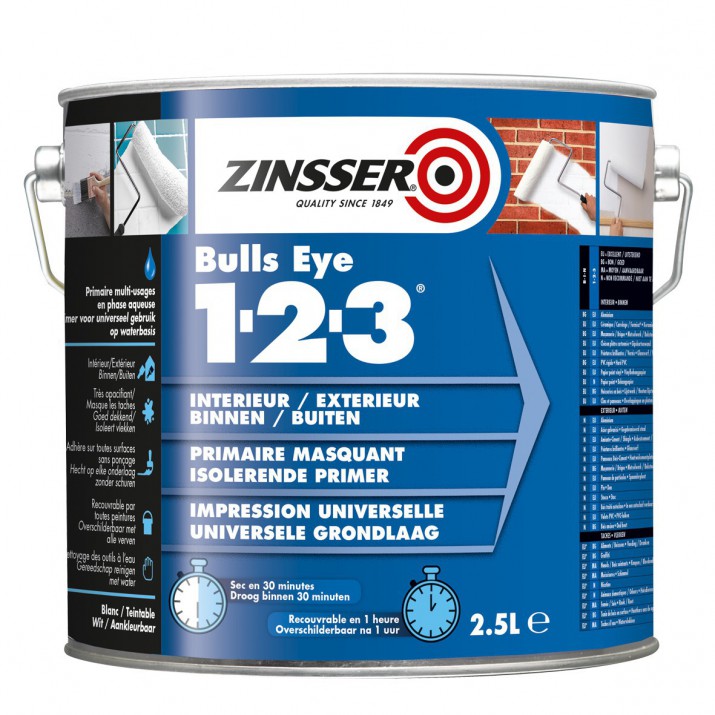 Primaire masquant avant peinture Zinsser Bulls Eye 1-2-3 Blanc