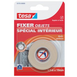 Adhésif fixation objets intérieurs 1,5m x 19mm