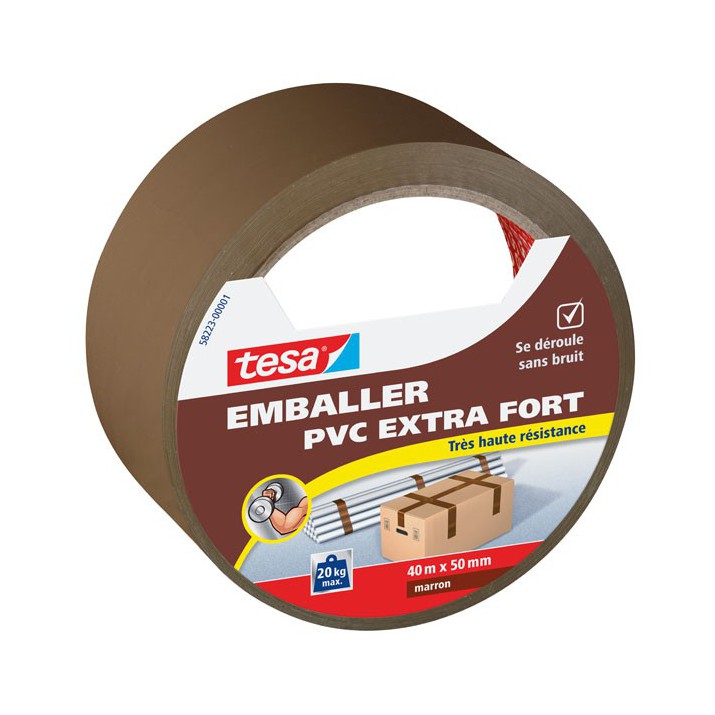 Adhésif emballage PVC Extra-fort 40m x 50mm Marron