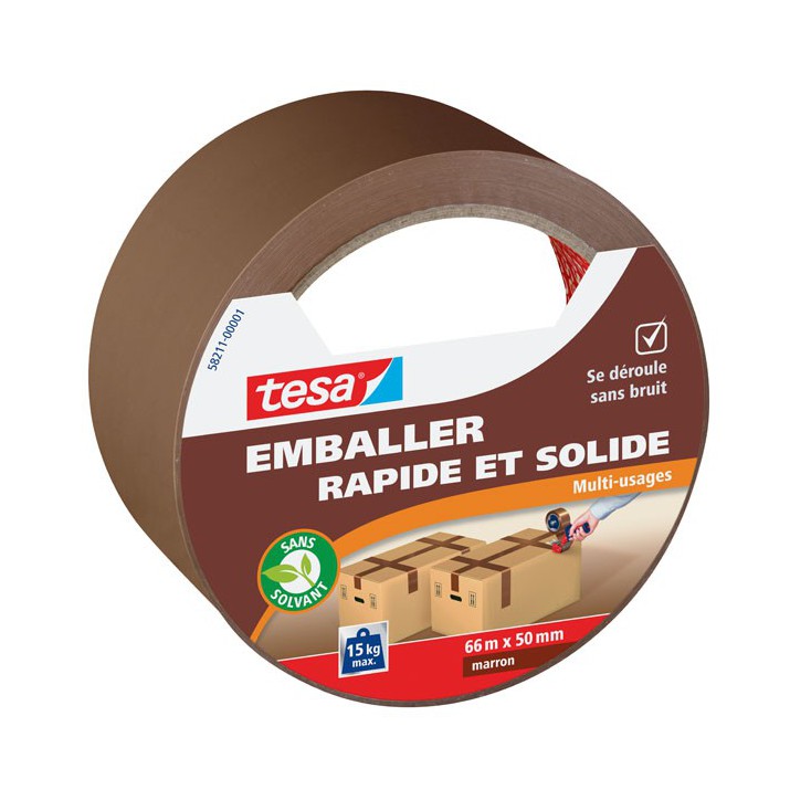Adhésif emballage rapide et solide 66m x 50mm Marron