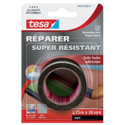 Adhésif toilé renforcé de réparation noir 2,75m x 38mm