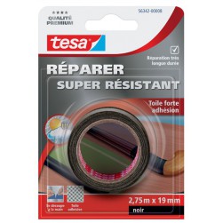 Adhésif toilé renforcé de réparation noir 2,75m x 19mm