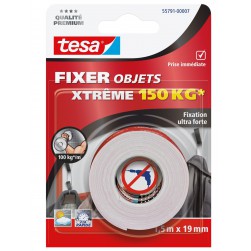 Adhésif double-face fixation ultra-forte 150kg 1,5m x 19mm