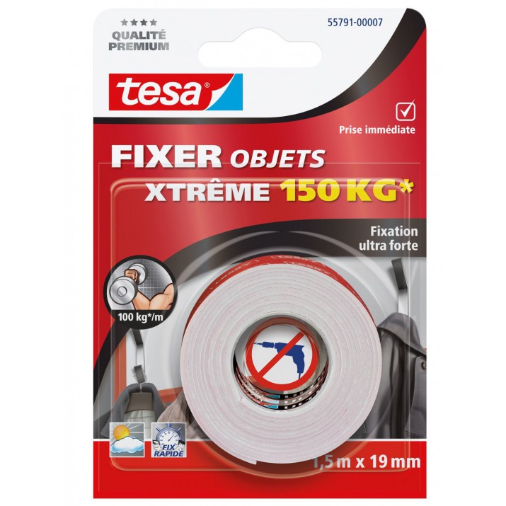 Adhésif double-face fixation ultra-forte 150kg 1,5m x 19mm