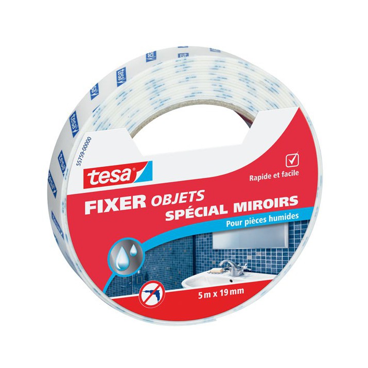 Adhésif fixation spécial miroirs 5m x 19mm