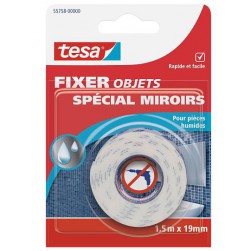 Adhésif de fixation objets spécial miroirs 1,5m x 19mm