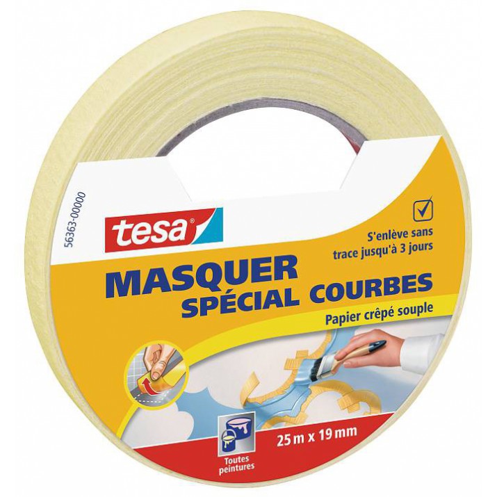 Adhésif de masquage spécial courbes 25m x 19mm
