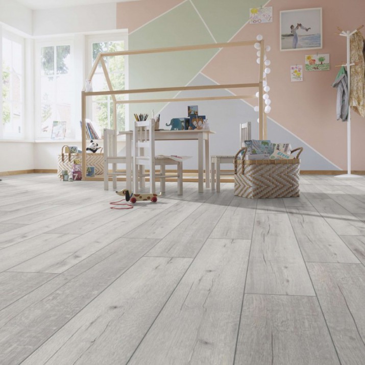 Kronotex Parquet Stratifié Robusto - Chêne Rip Blanc D3181 - 1375 x 188 x 12 mm