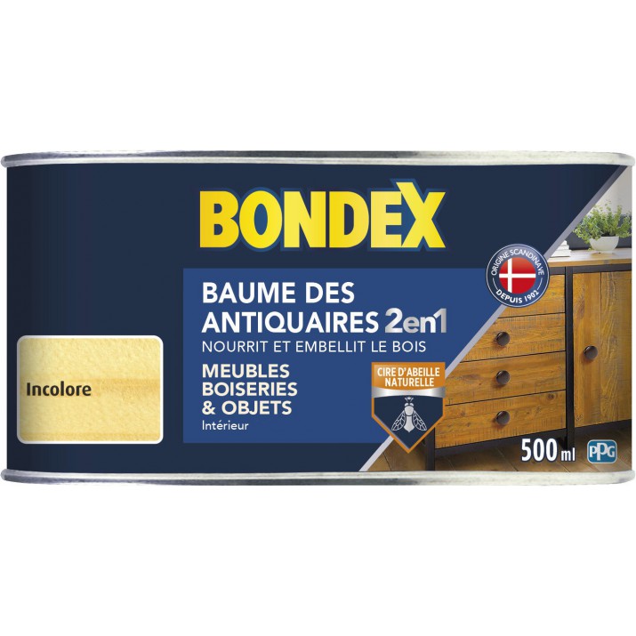 Bondex Baume des Antiquaires 2 en 1 Nourrit et Embellit - 0,5L