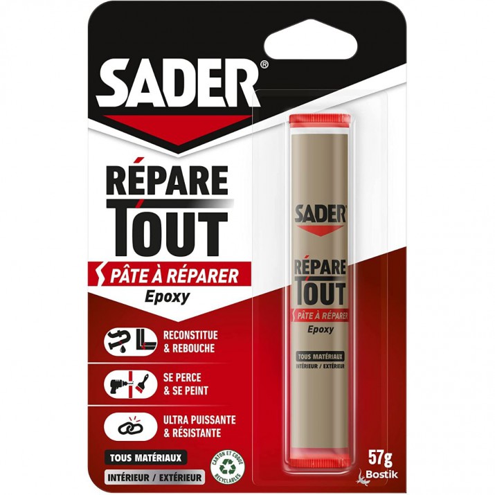 Sader Répare Tout - Pâte à réparer Epoxy – tube de 57G