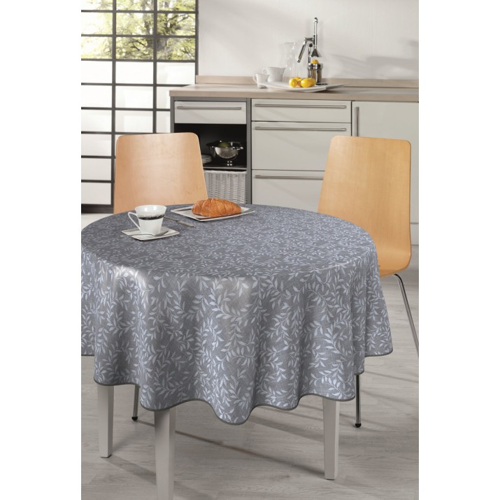 Toile cirée Rectangulaire 140 CM Motif Plante Grise