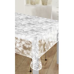 Toile Cirée Ronde Transparente Cristal 140 CM Motif Plante Oasis