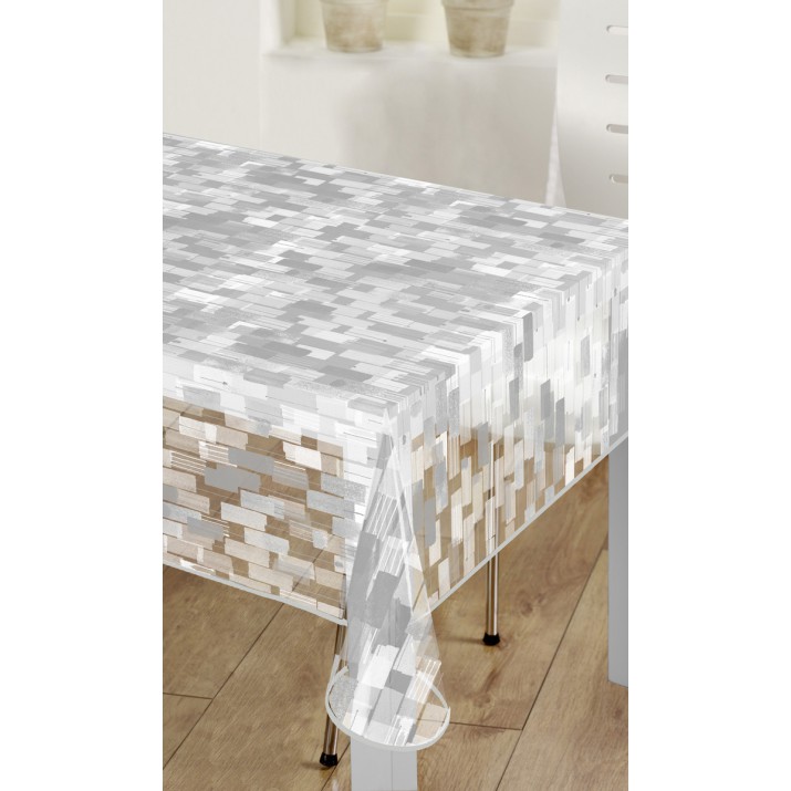 Toile Cirée Ronde Transparente Cristal 140 CM Motif Carillon