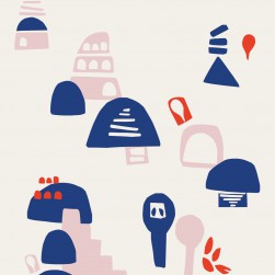 Papier Peint Panoramique Village by Babel Brune Pink – Gallery de Casadéco- réf. GLRY86314254 – 200 x 280cm