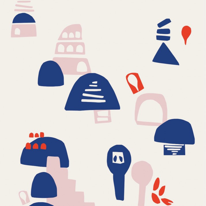 Papier Peint Panoramique Village by Babel Brune Pink – Gallery de Casadéco- réf. GLRY86314254 – 200 x 280cm