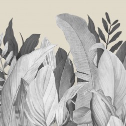 Papier Peint Panoramique Intissé Tropical Forest Gris et Beige - Moorea de Montecolino - réf. 18000 - 270 x 280 cm