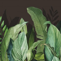 Papier Peint Panoramique Intissé Tropical Forest Noir et Vert - Moorea de Montecolino - réf. 18002 - 270 x 280 cm