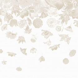 Papier Peint Panoramique Intissé Flower Rain Beige fond Blanc - Moorea de Montecolino - réf. 18004 - 270 x 280 cm