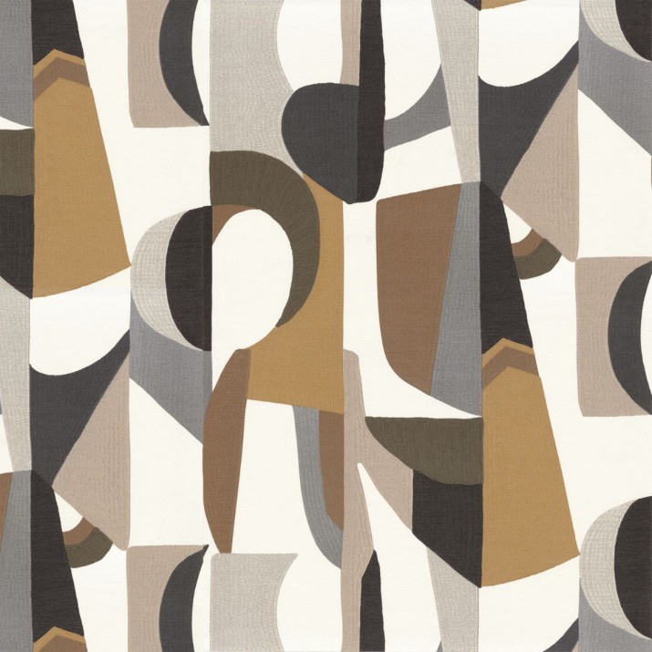 Papier Peint Vinyle sur Intissé Assemblage Blanc/ Chocolat – L’Atelier de Casamance - réf. 75460100