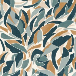 Papier Peint Vinyle sur Intissé Collage Blanc/ Marine – L’Atelier de Casamance - réf. 75553670