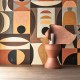 Papier Peint Panoramique Modelage Terracotta / Sable – L’Atelier de Casamance - réf. 75564180 - 204 x 300 CM