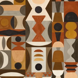 Papier Peint Panoramique Modelage Terracotta / Sable – L’Atelier de Casamance - réf. 75564180 - 204 x 300 CM