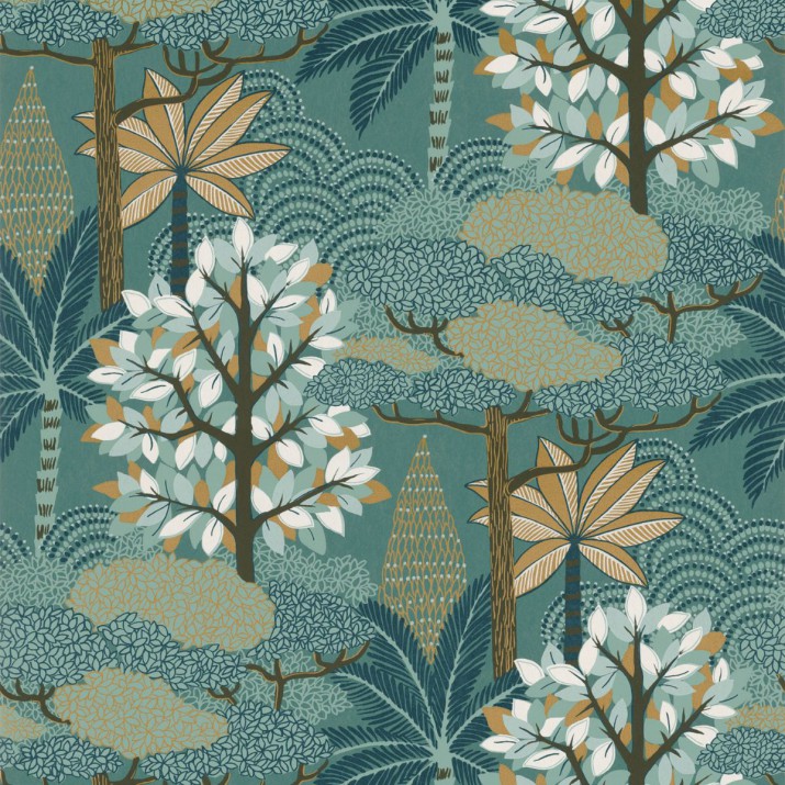 Papier Peint Intissé Marakanda Émeraude/ Doré– Nuit d’Orient de Casamance - réf. 75380610