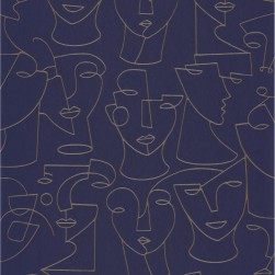 Papier Peint Portrait Bleu et Beige – Gallery de Casadéco - réf. GLRY86166415