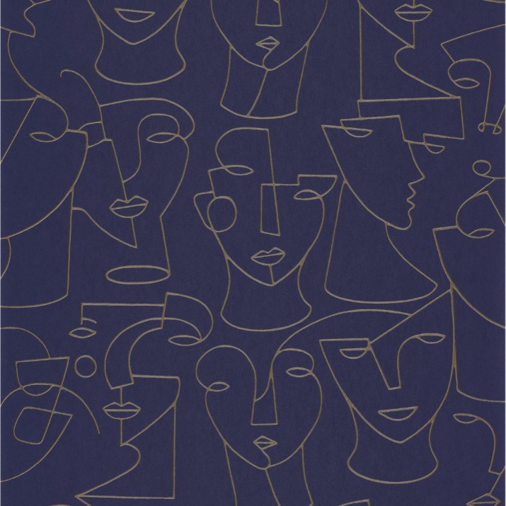 Papier Peint Portrait Bleu et Beige – Gallery de Casadéco - réf. GLRY86166415