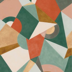Papier Peint Panoramique Cubisme Vert – Gallery de Casadéco- réf. GLRY87037410 – 200 x 280cm