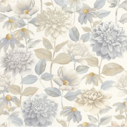 Papier Peint Dahlia Beige Lin – Gardens de Casadéco - réf. GADN87661834