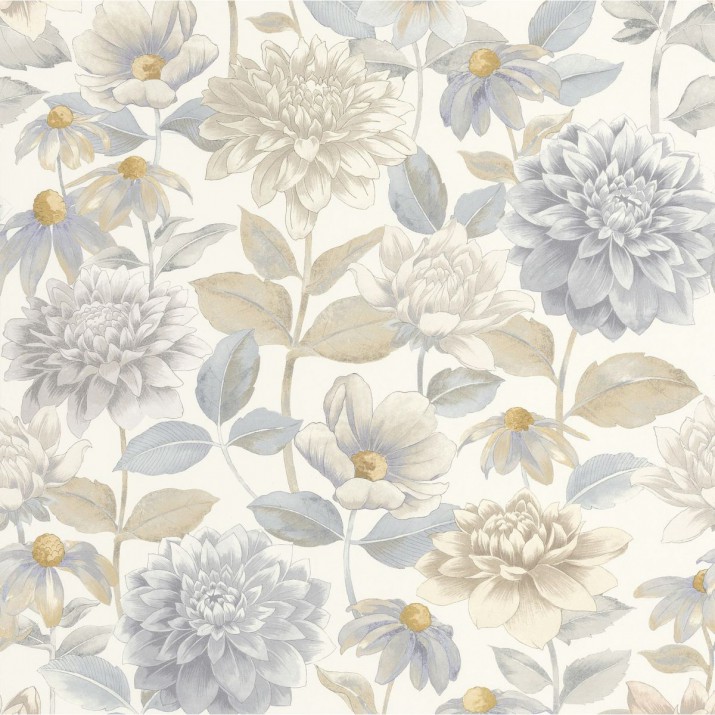 Papier Peint Dahlia Beige Lin – Gardens de Casadéco - réf. GADN87661834