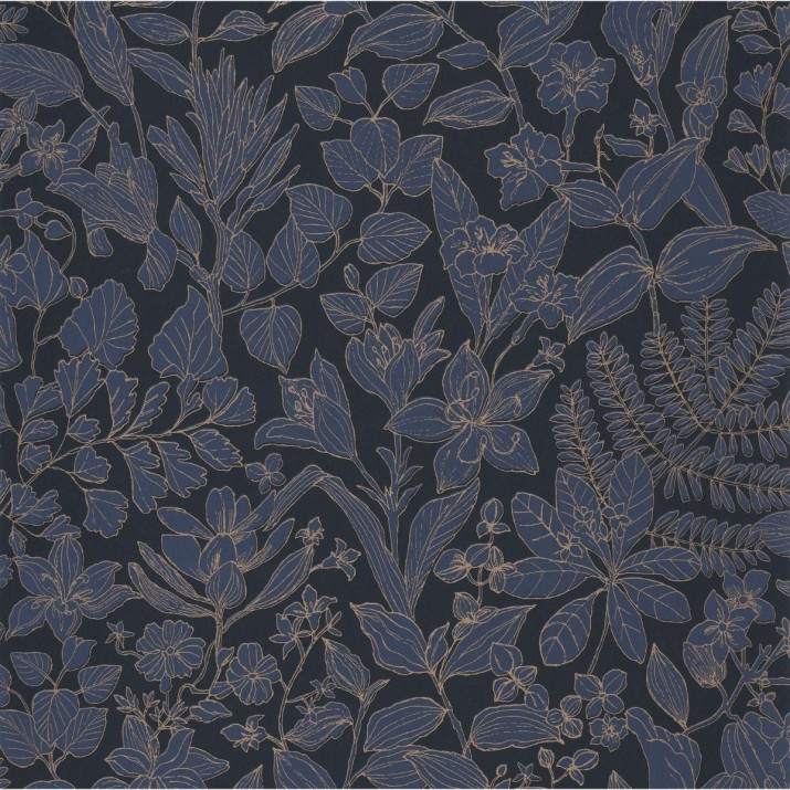 Papier Peint Esquisse Bleu Encre – Gardens de Casadéco - réf. GADN87596983