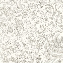 Papier Peint Esquisse blanc Gravure Noire – Gardens de Casadéco - réf. GADN87599267