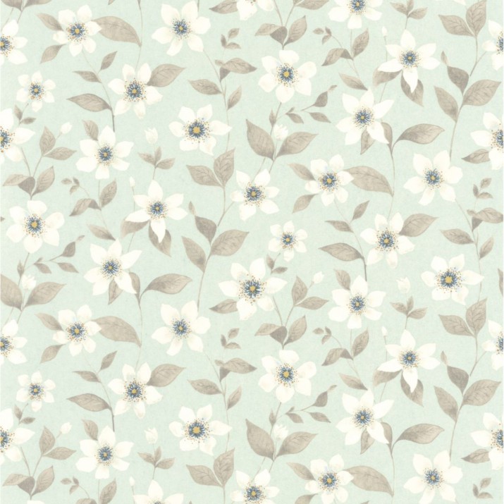Papier Peint Clématites Bleu Grisé – Gardens de Casadéco - réf. GADN87646120