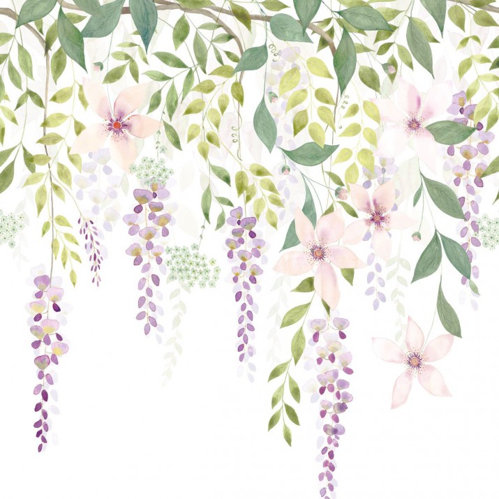 Papier Peint Panoramique Glycine M Violet – Gardens de Casadéco- réf. GADN87675103 – 200 x 280cm