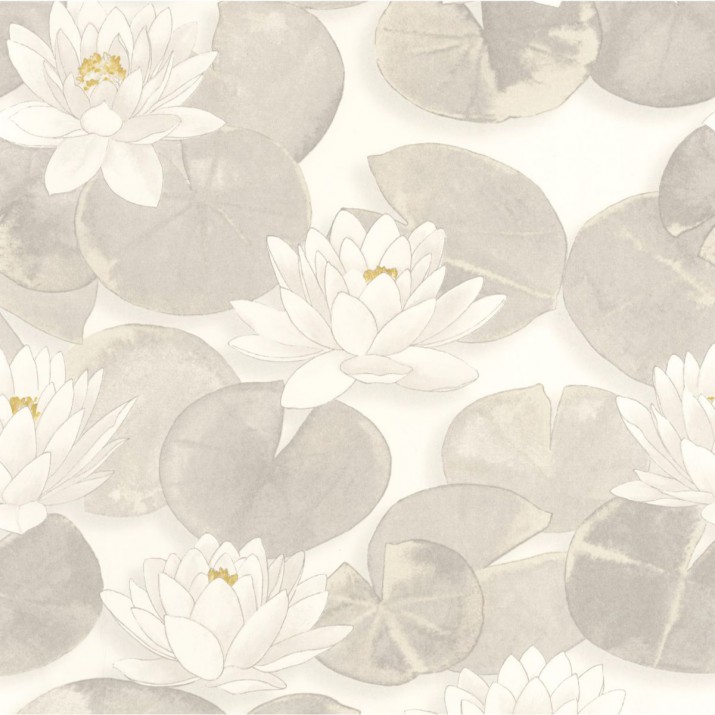 Papier Peint Nymphea Blanc Coton – Gardens de Casadéco - réf. GADN87630122