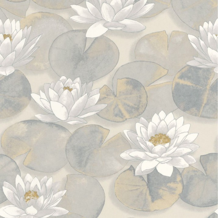 Papier Peint Nymphea Beige Lin – Gardens de Casadéco - réf. GADN87631068