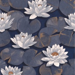 Papier Peint Nymphea Bleu Encre – Gardens de Casadéco - réf. GADN87636981