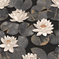Papier Peint Nymphea Noir Fusain – Gardens de Casadéco - réf. GADN87639874