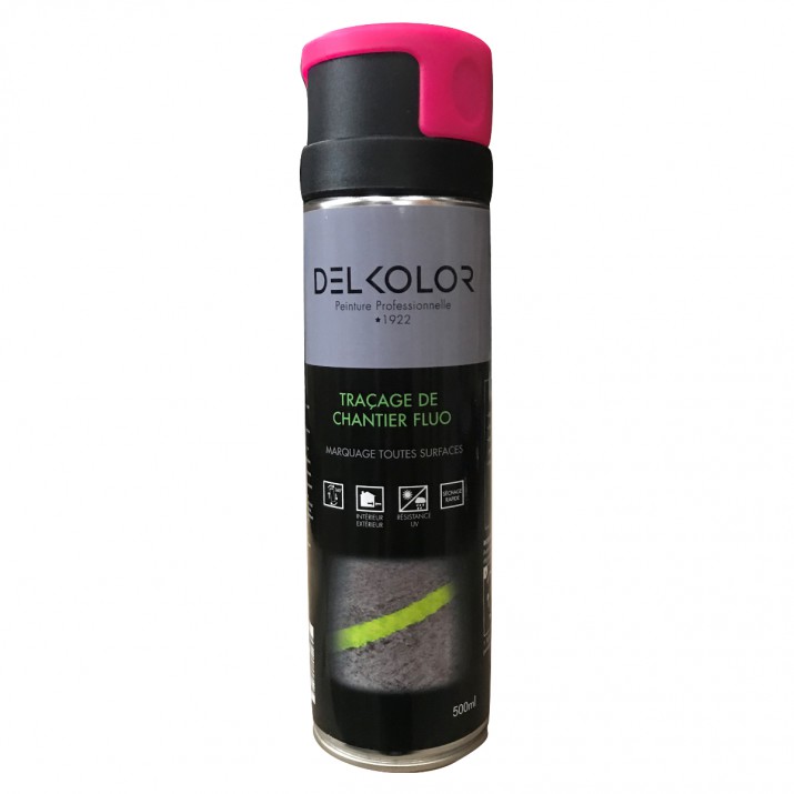 Delkolor Peinture de Traçage et Marquage au Sol Fluo en Aérosol - 500ml