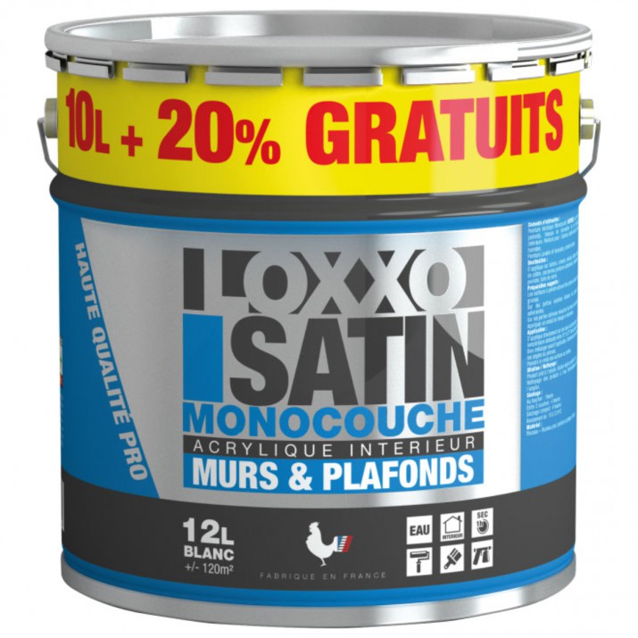 Loxxo Peinture Acrylique Murs & Plafonds - Monocouche - Blanc Satin