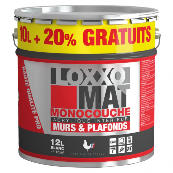 Loxxo Peinture Acrylique Murs & Plafonds - Monocouche - Blanc Mat