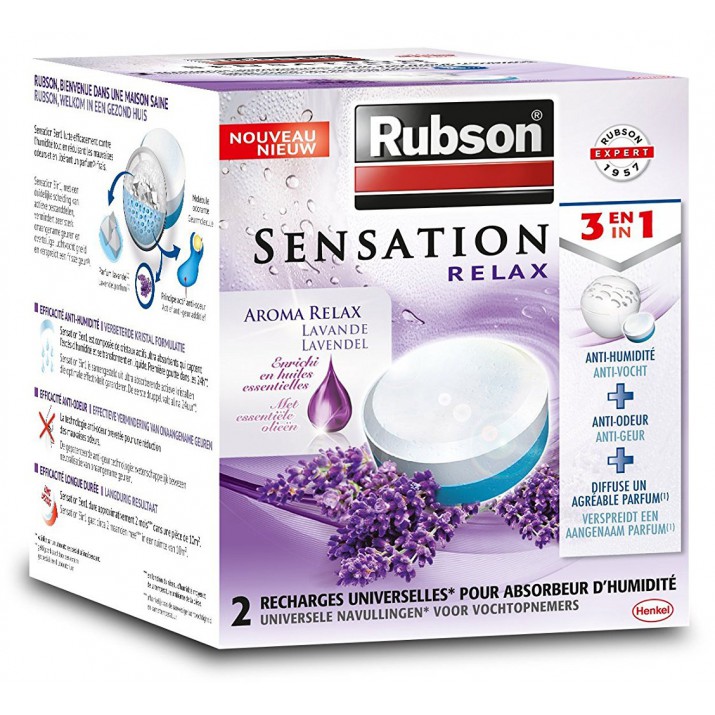 Rubson 2 recharges absorbeur d'humidité Sensation Relax lavande