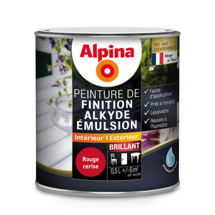 Alpina Peinture Alkyde en Emulsion Bois & Multisupports - Intérieur & Extérieur - Brillant