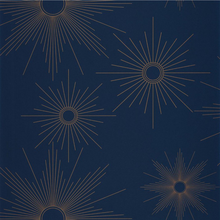 Papier Peint Vinyle sur Intissé William Bleu Nuit Cuivre – Golden Age de Casélio- réf. GAG103816556