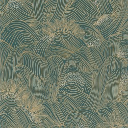 Papier Peint Intissé Marée Haute Vert Anglais Doré – L’Ile aux Oiseaux de Casamance - réf. 75902344